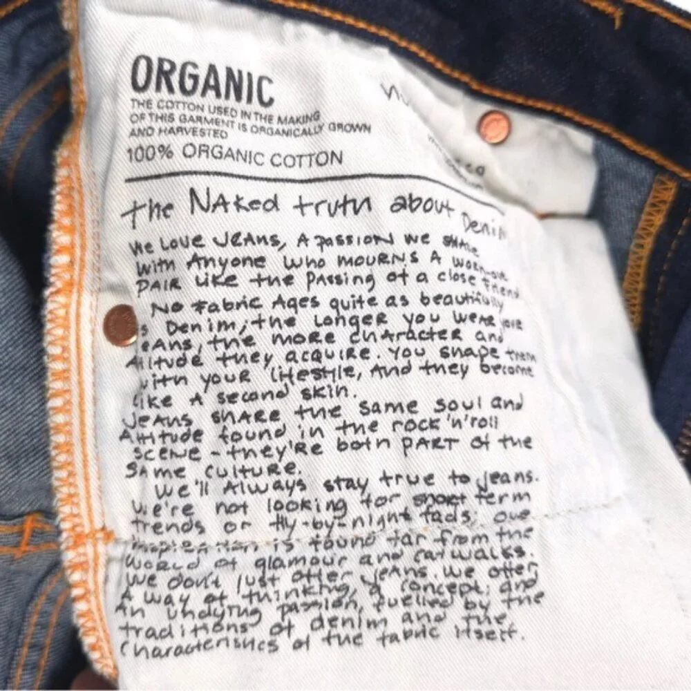 Nudie‎ Jeans ORGANIC COTTON Skinny Lin Dry Deep Orange 1005149 Size 30x30
